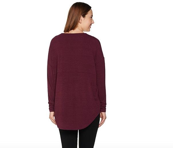 NWT Lisa Rinna 1x Hi Low Cocoon Knit Top Wine 114110