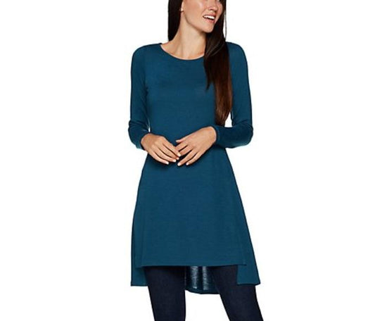 NWT Lisa Rinna M Long Sleeve Knit Tunice side Slit Blue 114112