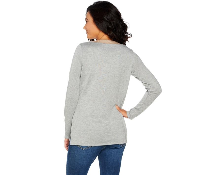 NWT Kelly Clinton Kelly XL Faux Suede Lace Up Heather Top 114119