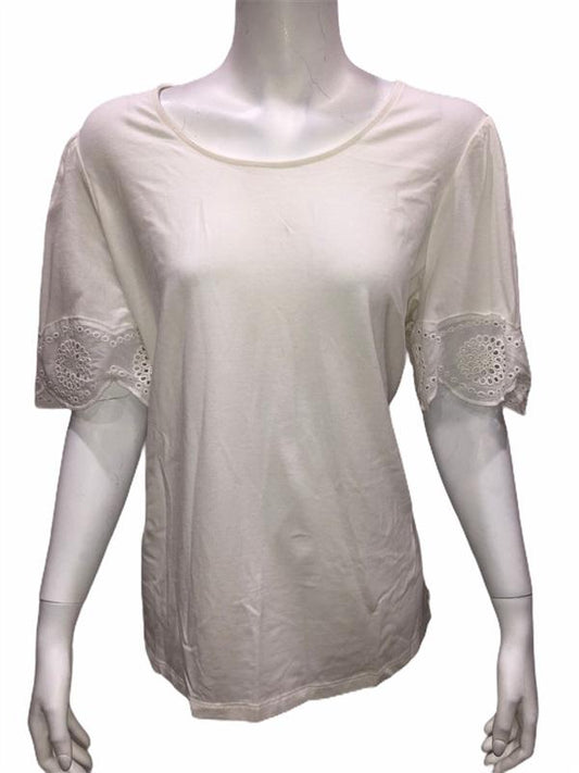 NWT Belle by Kim Gravel XXS TripleLuxe Knit Eyelet Trip Top White 114120