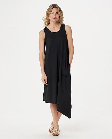 NWT Cuddl Duds Flexwear Asymmetric Dress Pockets Black XS 114125