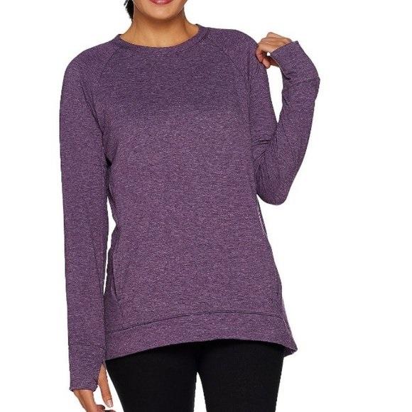 NWt CuddlDuds L French Terry Raglan Sleeve Pullover Top Blue 114133