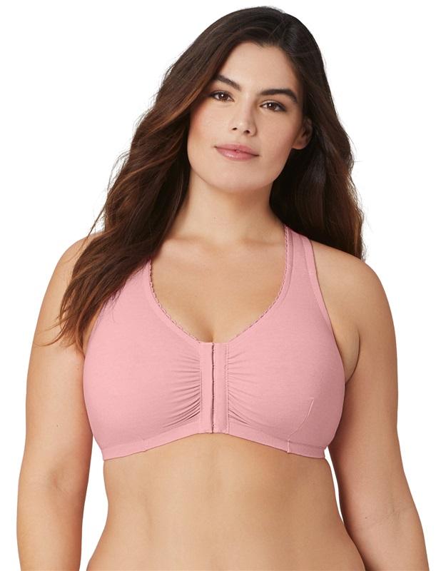 NWOT Glamorise 34 DD/F Complete Comfort Cotton T-Back Bra 1908 Pink 114173