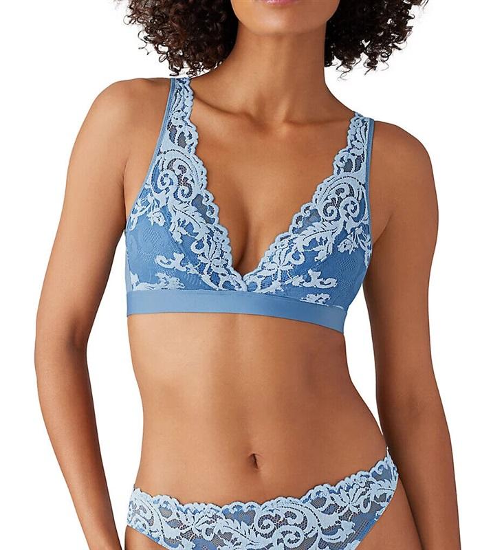 NWT Wacoal S Instant Icon Bralette 810322 Blue 114239