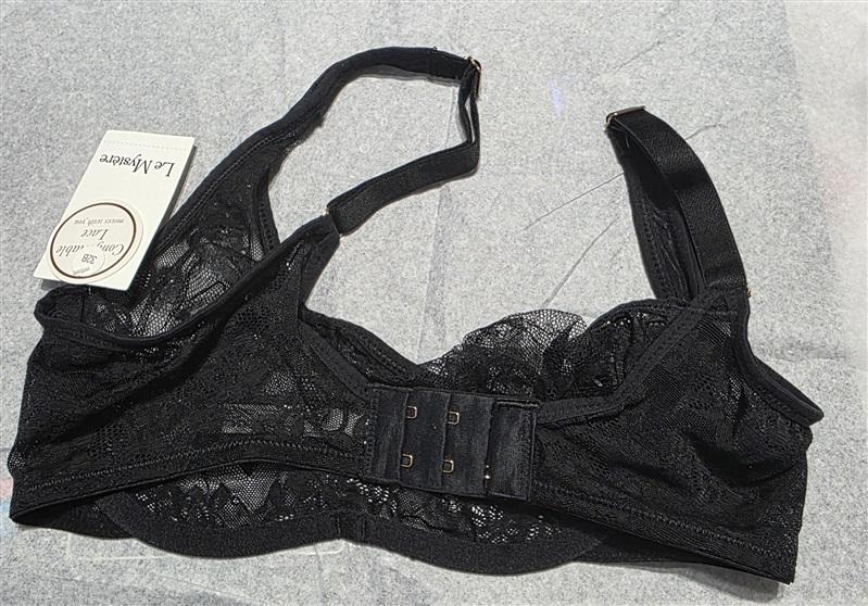NWT Le Mystere 32B Stretch Lace Unlined Underwire 8232 black Bra 114240