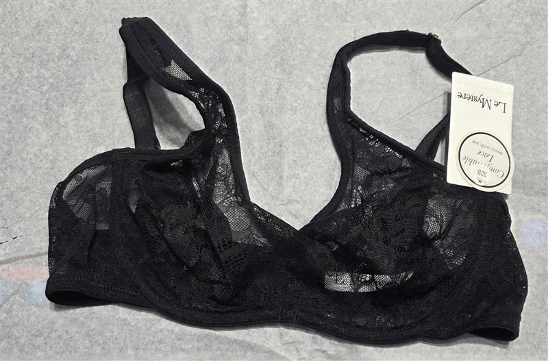 NWT Le Mystere 32B Stretch Lace Unlined Underwire 8232 black Bra 114240
