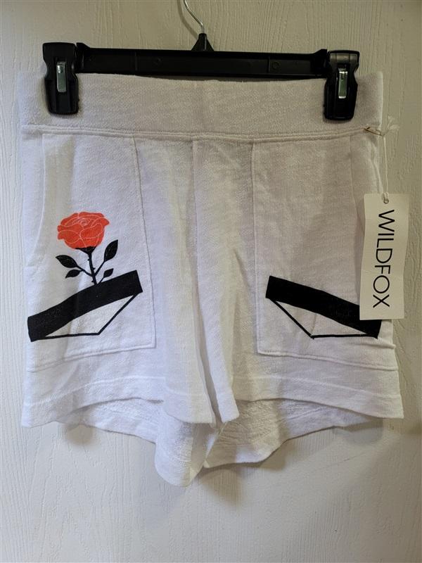NWT Wildfox M Sinatra Shorts White with Rose 114253
