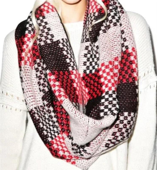 NWT Wildfox Checkerboard Infinity Scarf Red Black White 114273