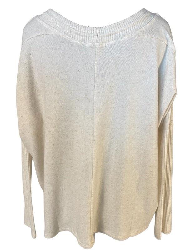 NWOT Calme L Sweater Tunnel Drawstring Crop Cream 114308