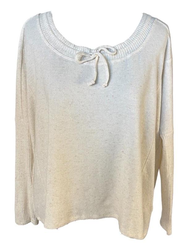 NWOT Calme L Sweater Tunnel Drawstring Crop Cream 114308