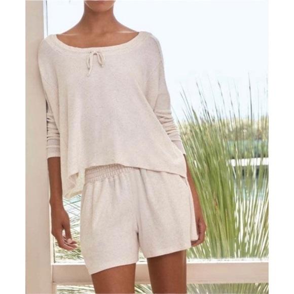 NWT Calme XL Smocked Cozy Pull On Shorts Cream 114309