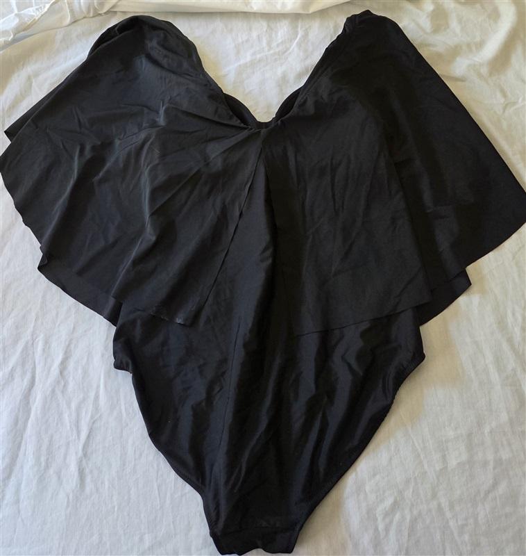 NWT Raisins Canaria 18W Black Flounced Strapless One-Piece Swimsuit #100451
