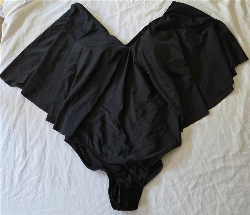 NWT Raisins Canaria 18W Black Flounced Strapless One-Piece Swimsuit #100451