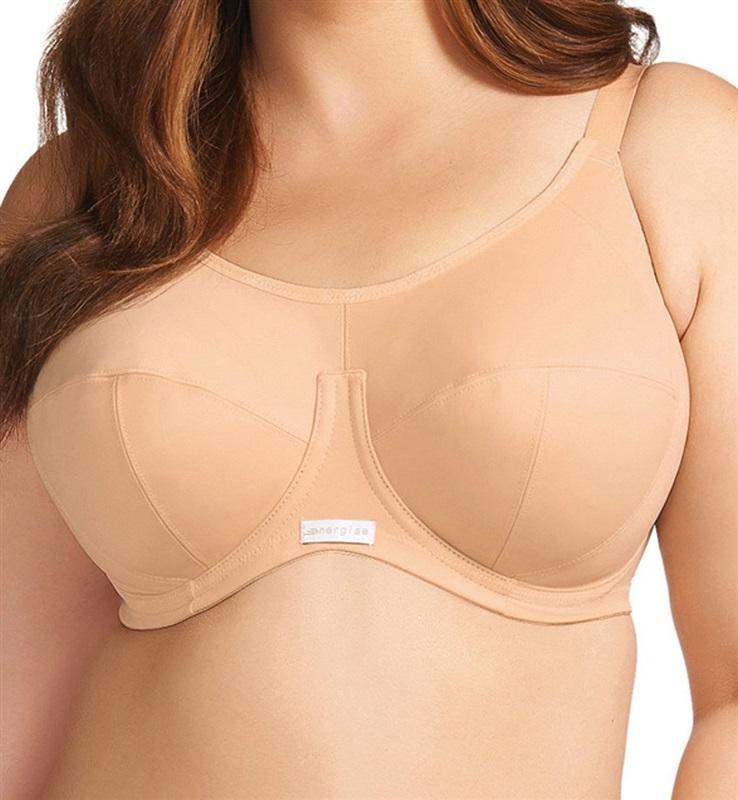 NWT Elomi 34L USA Energise Underwire Sports Bra with J Hook EL8041 Beige 114350
