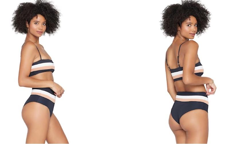 NWT L*Space S Rebel Stripe Color Block Bikini Swim Top 114477