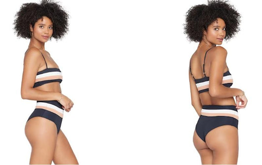 NWT L*Space S Rebel Stripe Color Block Bikini Swim Top 114477