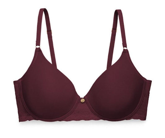 NWT Natori 36DD Sheer Jacquard Full Contour Underwire Bra 136059 Wine 114491