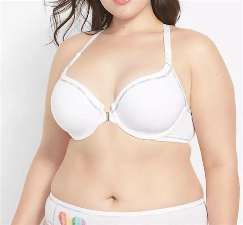 NWPT Cacique 34G Cotton T Shirt Front Close Rainbow Bra 114625