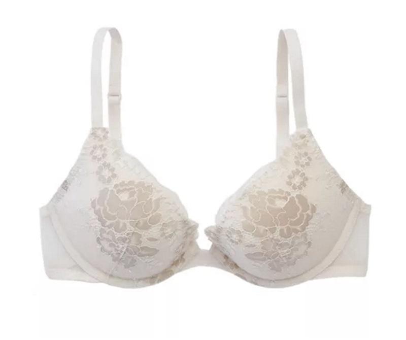 NWOT Parisian 36DD Push Up Plunge Lace Bra Ivory 114640