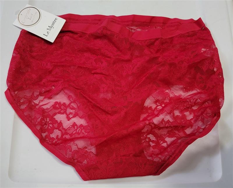 NWT Le Mystere S/M Infinite Stretch Lace Brief 3232 Red 114649