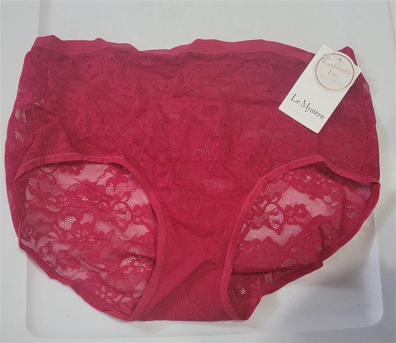 NWT Le Mystere S/M Infinite Stretch Lace Brief 3232 Red 114649