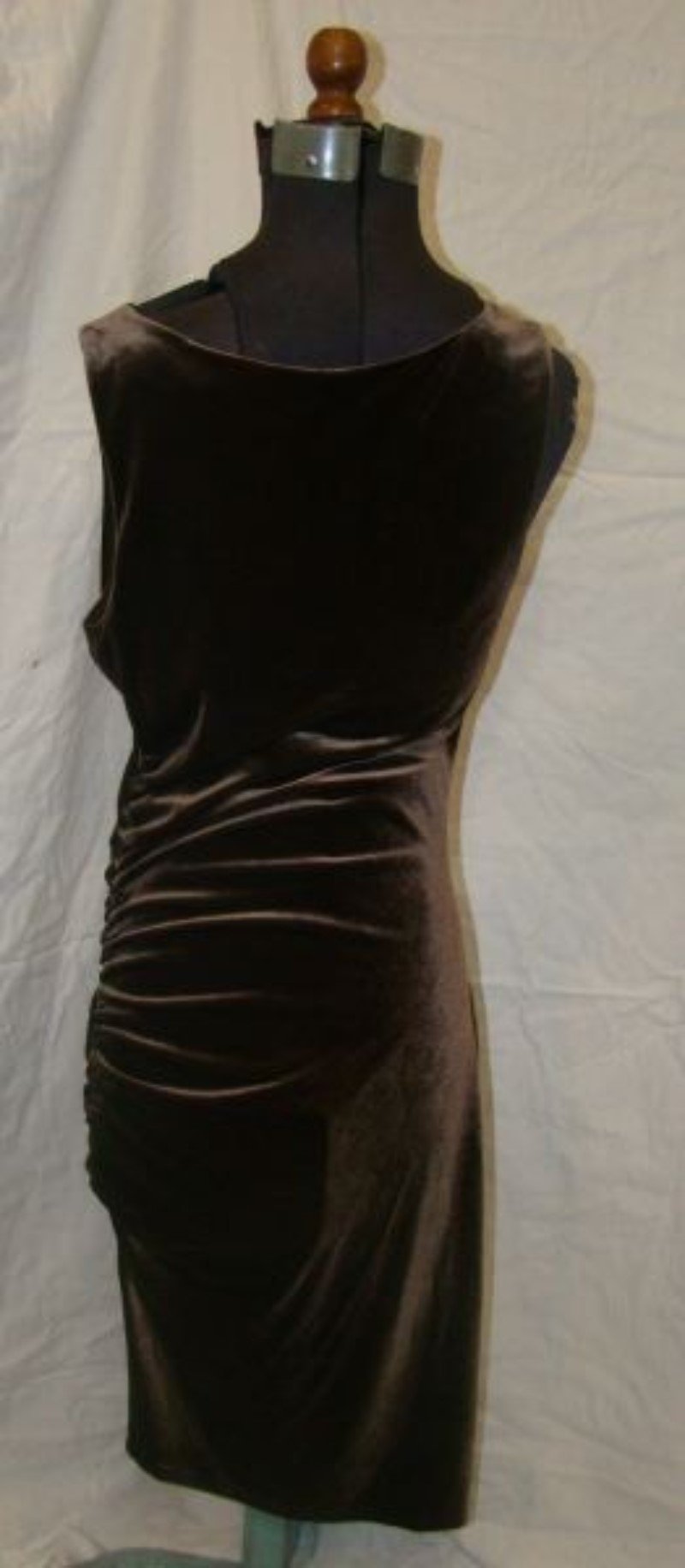 NEW BCBG Max Azria M Brown Slinky Velvet Asymmetrical Evening Dress 114656