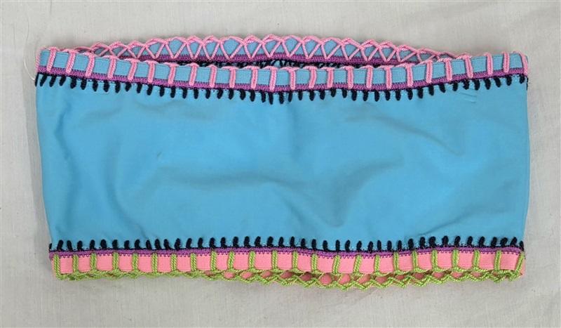 NWT Pilyq Platinum D Crochet Bandeau Aqua Bikini Swim Top 114675