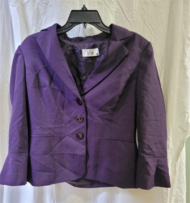 NWOT Le Suit 8 Purple Cross Hatch Jacket & Skirt 114682