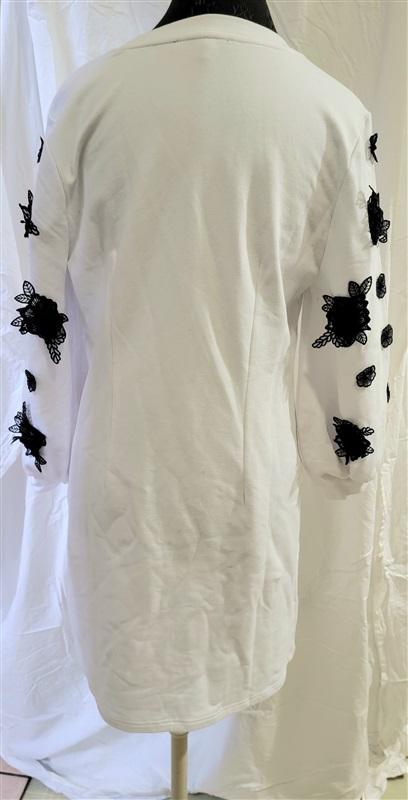 NWOT Boston Proper M French Terry Dress Long Sleeve Lace Flowers 114684