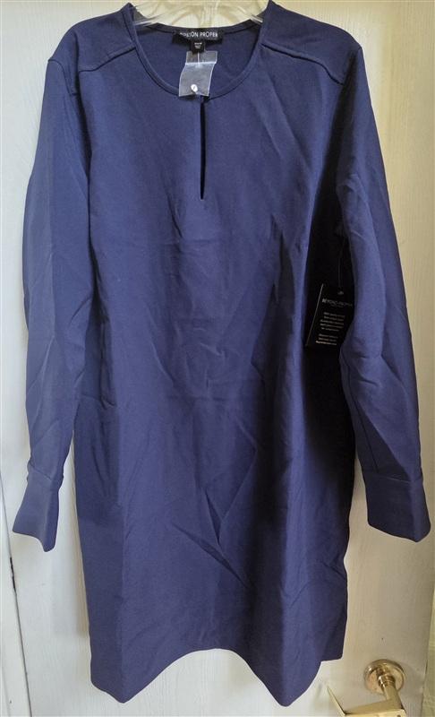 NWT Boston Proper M Beyond Travel Key Hole Sheath Dress Blue 114686
