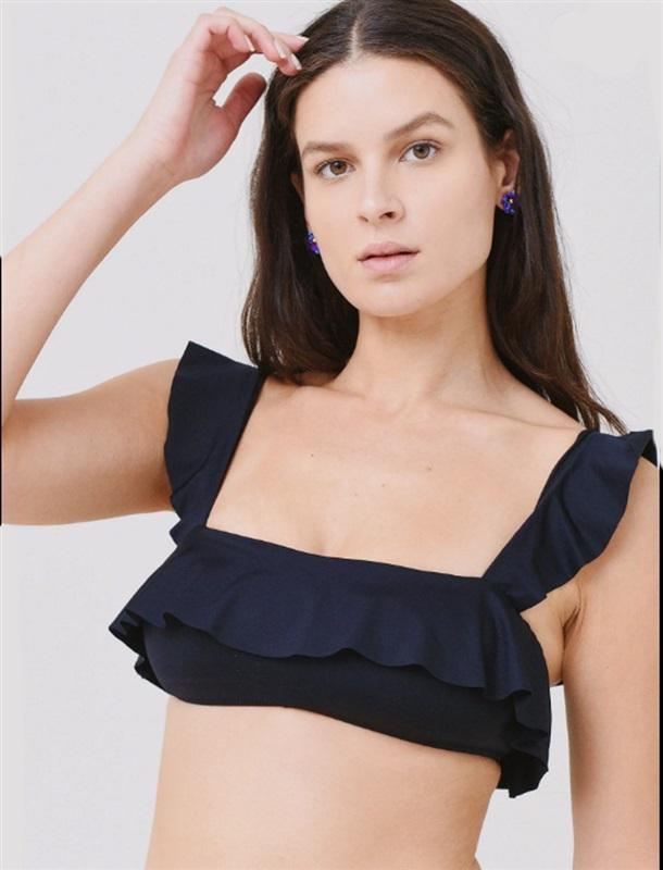 NWT Eberjey LG SO SOLID JANE BIKINI TOP Black 114715