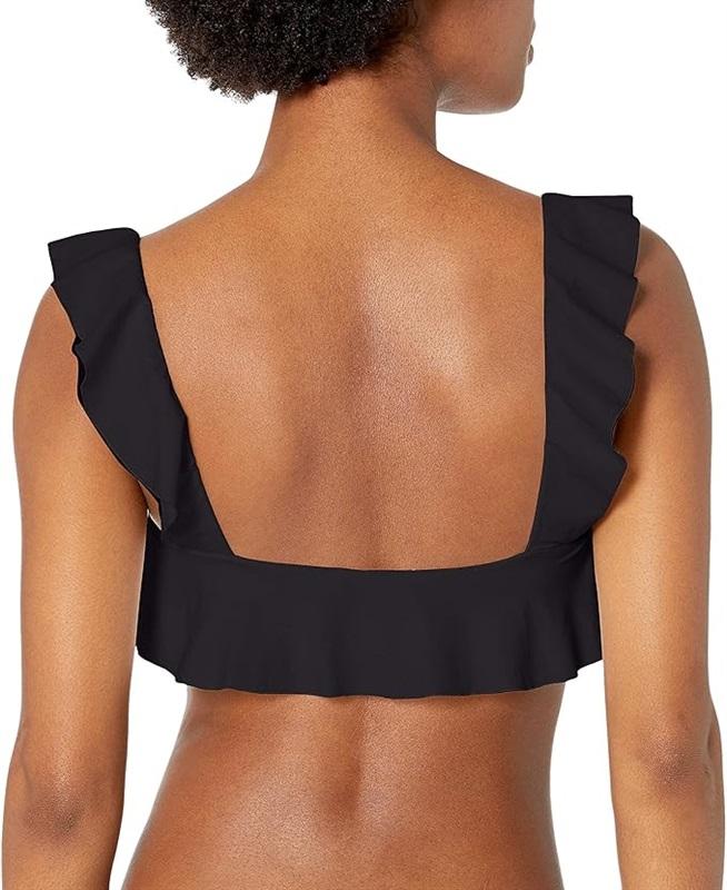 NWT Eberjey LG SO SOLID JANE BIKINI TOP Black 114715