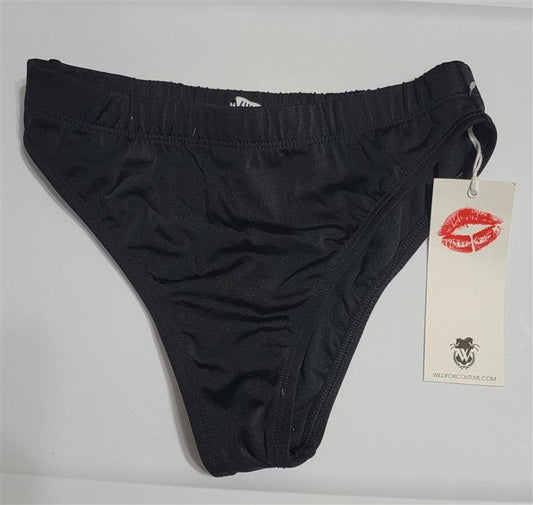 NWT Wildfox Solid Black S High Waist Cheeky Scoop Bikini Swim Bottom 114716