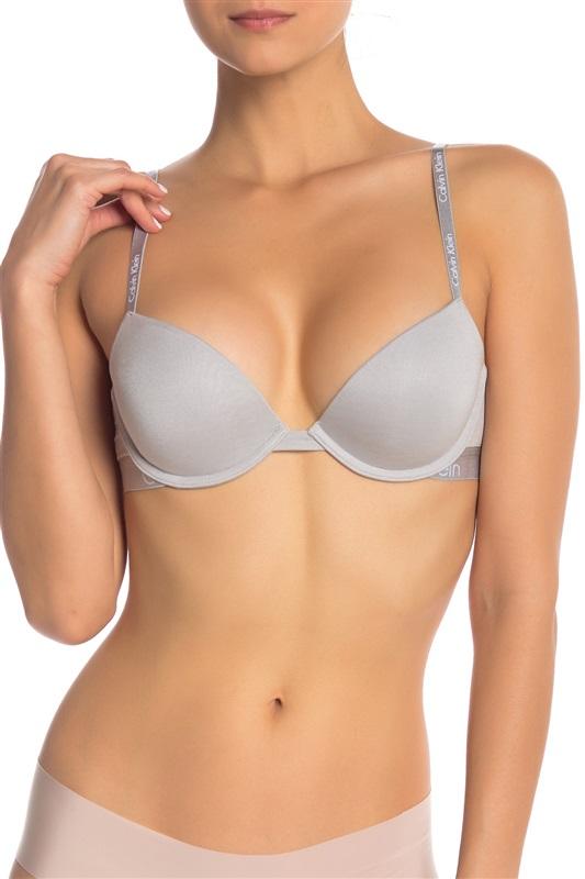 NWT Calvin Klein 38D Logo Print Push-Up Bra QP1039O blue gray 114727