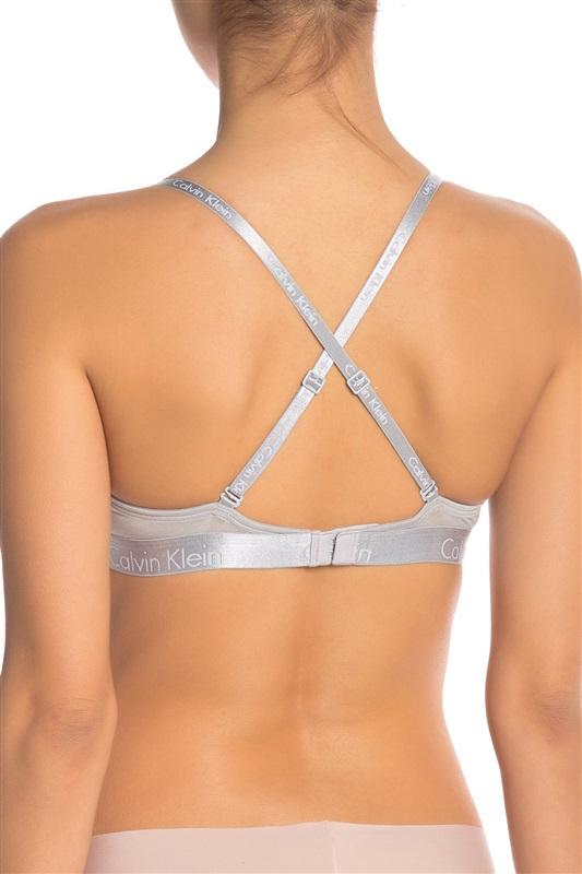 NWT Calvin Klein 38D Logo Print Push-Up Bra QP1039O blue gray 114727