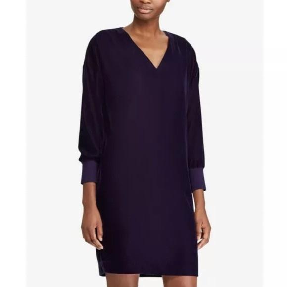 NWT Ralph Lauren 16 V Neck Purple Sheath Dress 114740