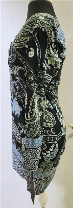 NWOT Hale Bob S Jersey Dress Lace Up V Neck blue Green 114759