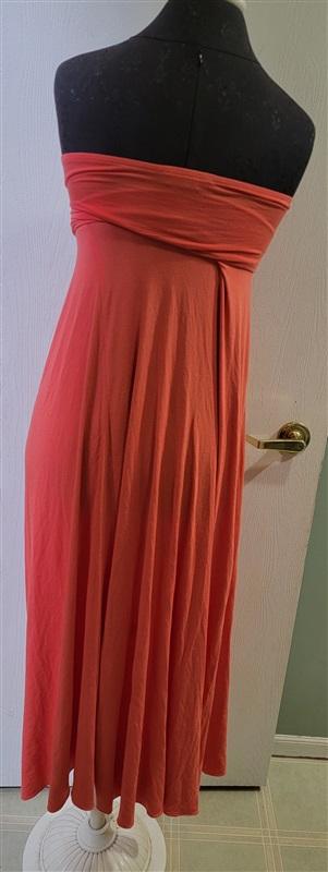 NWT Sky S Strapless Orange Club Maxi Dress faux Leather Belt 114763