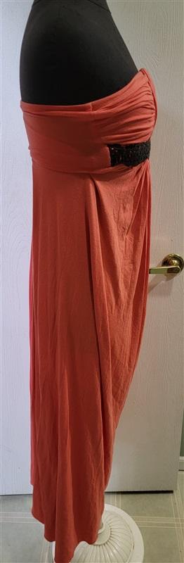 NWT Sky S Strapless Orange Club Maxi Dress faux Leather Belt 114763