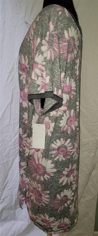 NWT Kensie 2X Round Neck Knit Nightshirt Pink Gray Daisy 114773