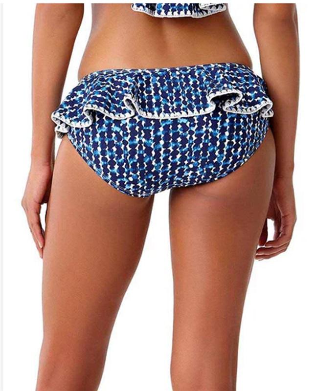 NWT Anne Cole Studio M FLOUNCE AROUND BIKINI BOTTOM Blue White 114795