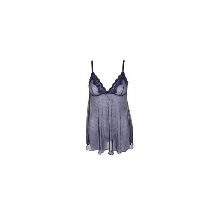 NWOT Heidi Klum xS After Hours Dot-Mesh Babydoll Chemise H294-1181B Blue 114802