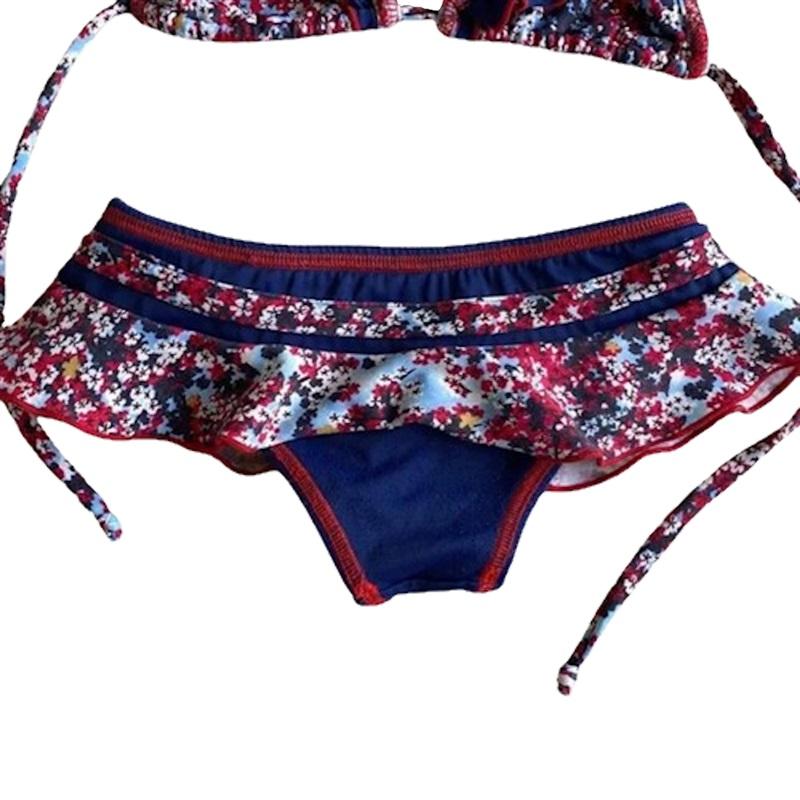 NWT Submarine Blue 4 Girls Mini Print Floral Blue Bikini Top & Bottom 114812