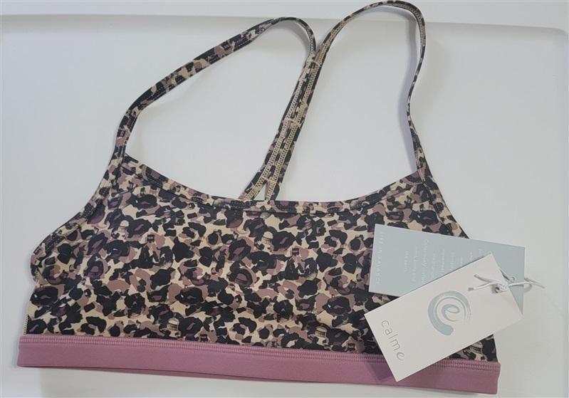 NWOT Calme Endurance Cross Back Sports Bra XL Cheetah 114860