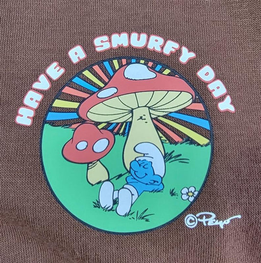 NWT Peyo Have a Smurfy Day Anniversary Sweatshirt Brown 114874