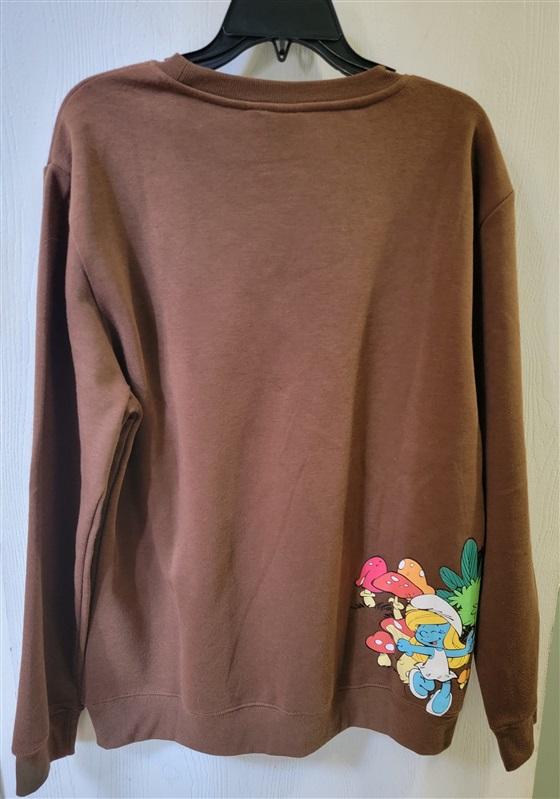 NWT Peyo Have a Smurfy Day Anniversary Sweatshirt Brown 114874