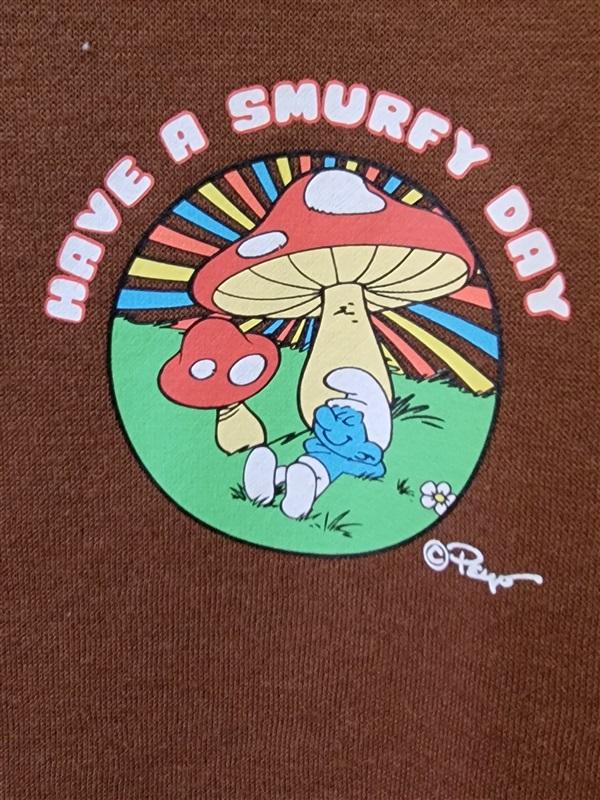 NWT Peyo Have a Smurfy Day Anniversary Sweatshirt Brown 114874