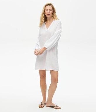 NWOT Michael Stars M Katarina Gauze Crinkle Dress White V Neck 114882