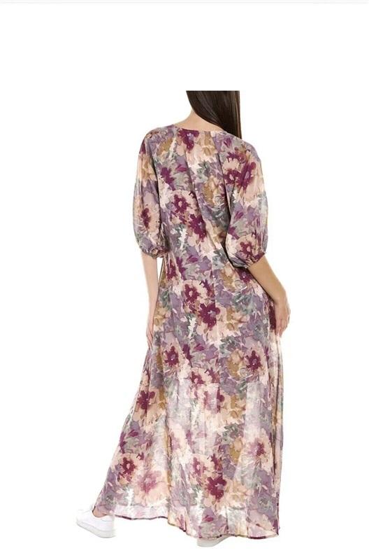 NWT Calme S Buttoned Raglan Dress Floral Dress Kaftan 114886