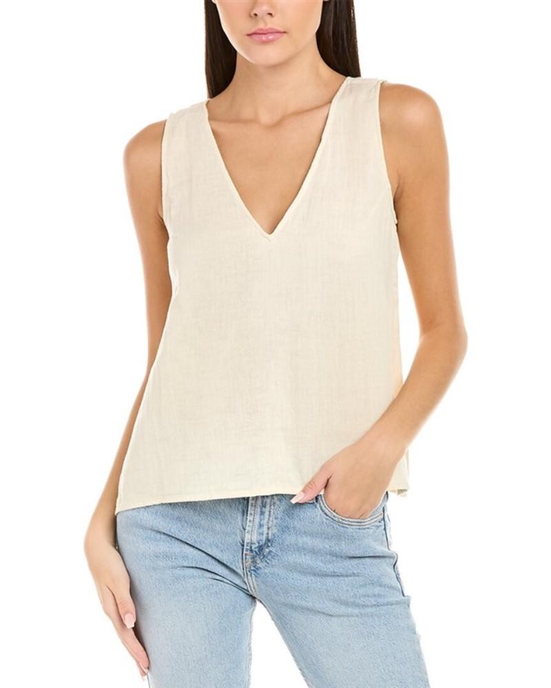 NWT Calme L Double V-Neck Cotton Drape Tank 114904